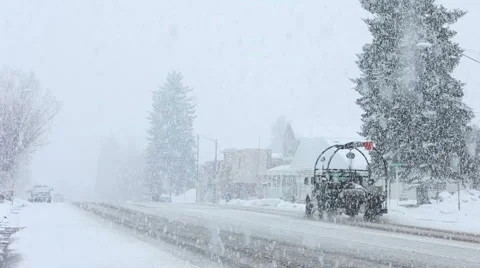 Snow blizzard traffic in small town P HD 8661 Stock Footage 1090935