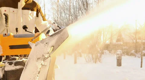 Snow blower in action Stock Footage 35575056
