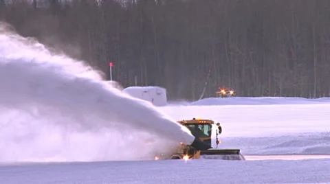 Snow Blower and Loader Snow Removal at Airport Video stock 10754922