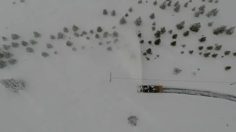 Snow Blower Clearing road Stock Footage 135845102
