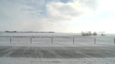 Snow Blowing Across Highway Traffic Stock Footage 35844082