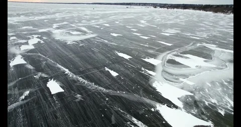 Snow Blowing Across Ice Stock Footage 288374675