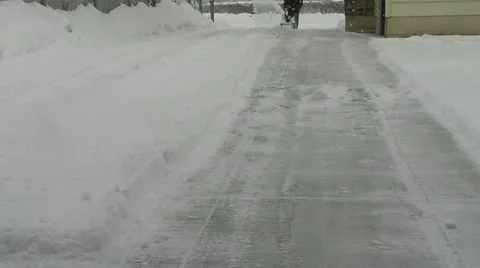 Snow blowing driveway Stock Footage 18171965