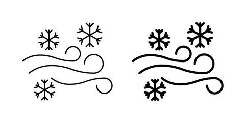 Snow blowing icon symbol. Vector illustration pack in black color. Stock Illustration