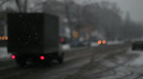 Snow Bokeh City 3 Stock Footage 33474846