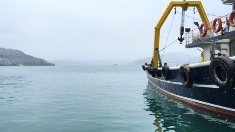 Snow on Bosphorus Stock Footage 124857027