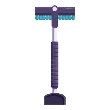 Snow brush and ice scraper combining cleaning functions for winter car care Stock Illustration