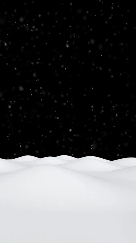 Snow bumbs with realistic falling snowflakes on vertical black background Stock Footage 345682883