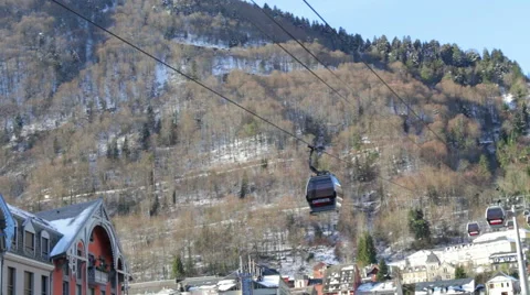 Snow cable car - exterior Stock Footage 49939708