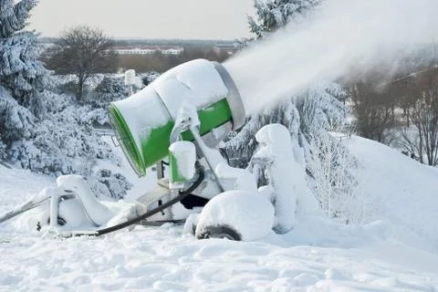 Snow cannon in action Stock Photos