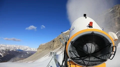 Snow cannon against the blue sky Stock Footage