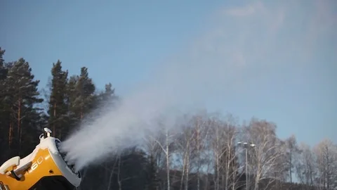 Snow cannon during the work. Snow gun. Stock Footage 70953283