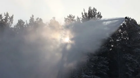 Snow cannon during the work. Snow gun. 스톡 동영상 70953340
