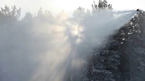Snow cannon during the work. Snow gun. 스톡 동영상 70953402