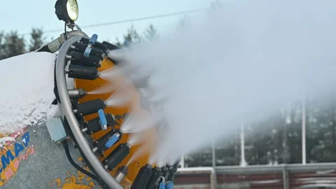 Snow cannon machine - Snowmaking technology Stock Footage 257805117