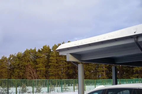 Snow on a canopy rooftop Photos