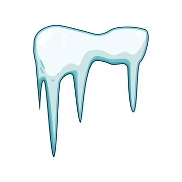 Snow cap and icicles hanging down winter Stock Illustration