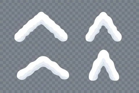 Snow cap ice set. Winter design snowy icicle roof. White blue snow template.  Stock Illustration