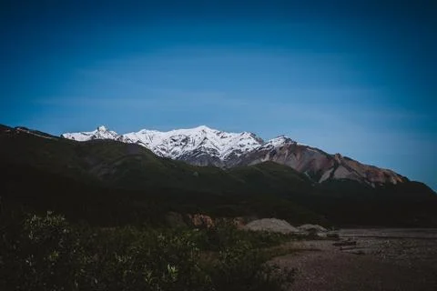 Snow-Capped Alaskan Wilderness Peaks Stock Photos