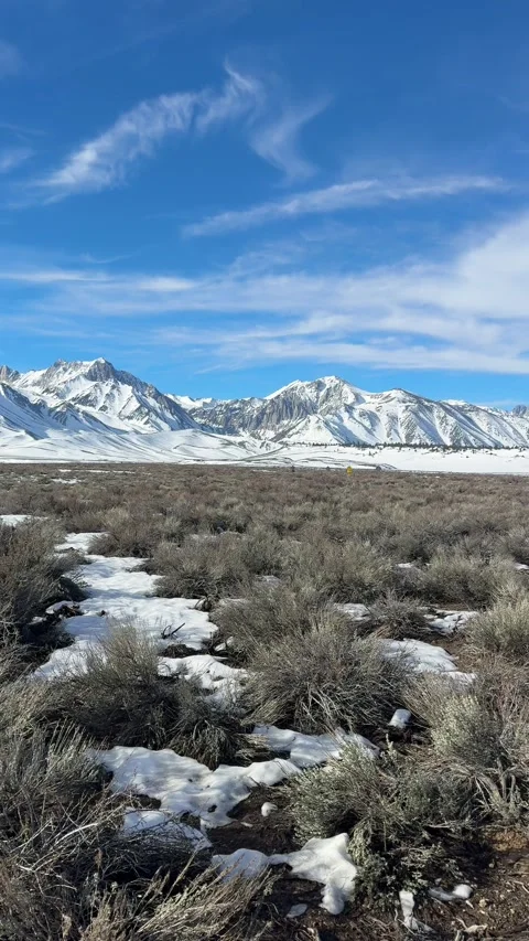 Snow-Capped Eastern Sierra Mountains Panorama Stock-Footage 331034628