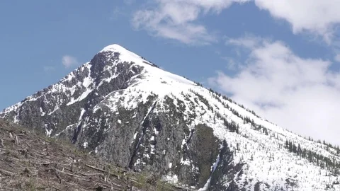Snow Capped Mountain Cloudy Time Lapse Stock-Footage 84448800