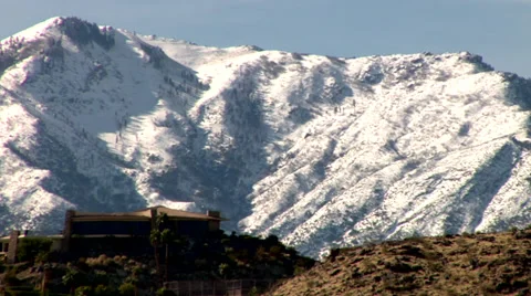 Snow capped mountain landscape Palm Springs California Stock Footage 34512147