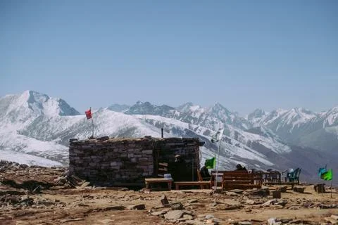 Snow capped mountain range at Babusar pass, Pakistan. Stock Photos