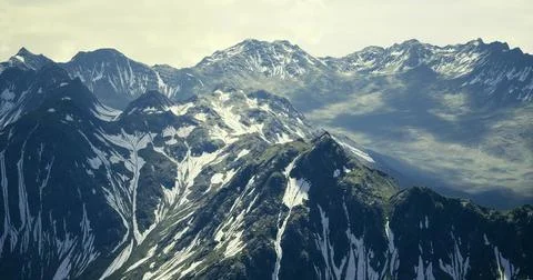 Snow capped mountain range offers stunning view in natural landscape Stock Illustration