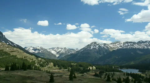 Snow Capped Mountain Range Pan Stock Footage 513902