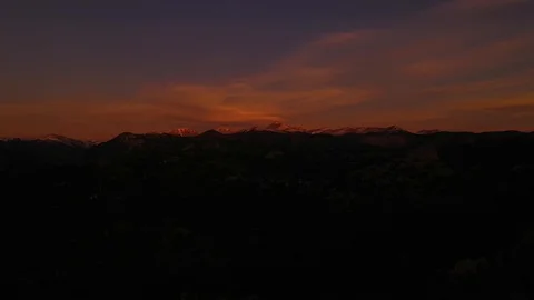 Snow Capped Mountain Range Sunrise Aerial Rising Shot 4K 스톡 동영상 119835650