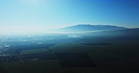 Snow Capped Mountain Sofia Capital Covered In Mist Haze Dirty Pollution Eastern Stock Footage 300441298