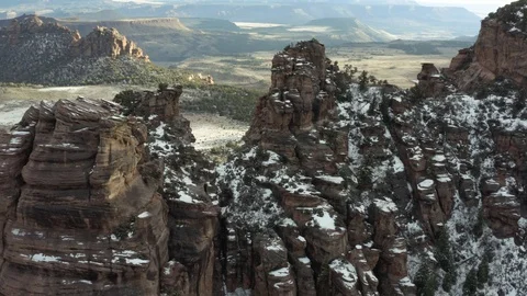Snow Capped Mountain Top Drone Stock Footage