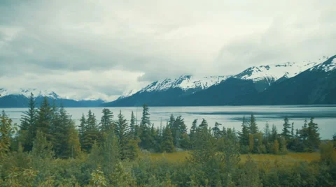 Snow capped mountains in Alaska Stock Footage 67388591