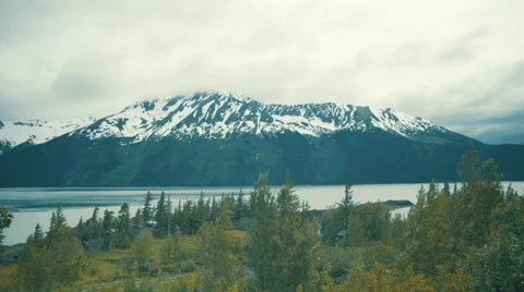 Snow capped mountains in Alaska Stock Footage 67388621