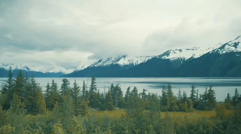 Snow capped mountains in Alaska Stock Footage 67389050