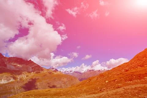 Snow capped mountains Stock Illustration