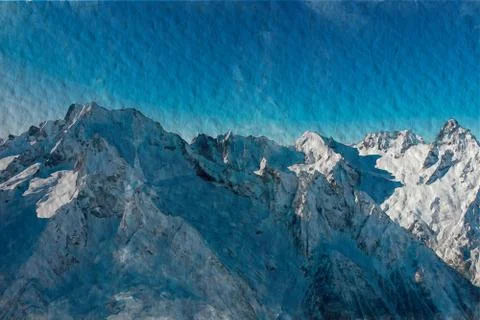 Snow capped mountains Illustrazione stock