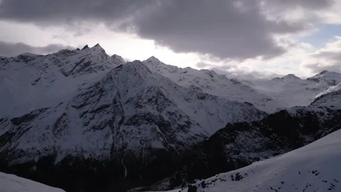 Snow Capped Mountains of the North Caucasus, Russia Stock Footage 320856001