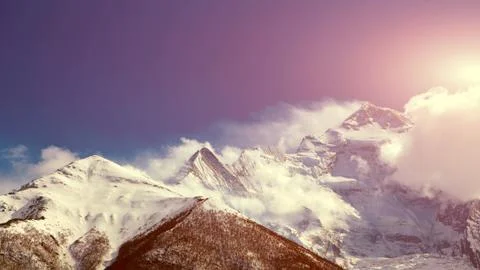 Snow capped mountains Stock Photos
