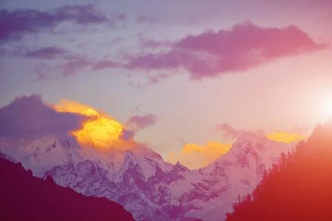 Snow capped mountains. Stock Photos