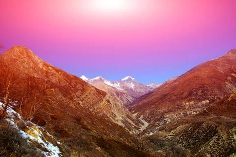Snow capped mountains. Stock Photos