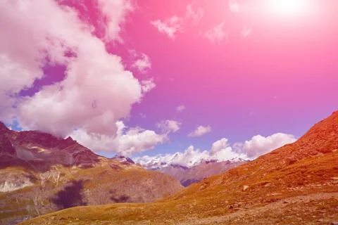 Snow capped mountains. Stock Photos