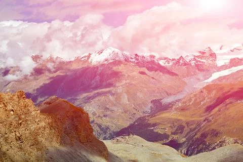 Snow capped mountains. Stock Photos