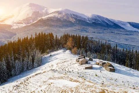 Snow capped mountains Stock Photos