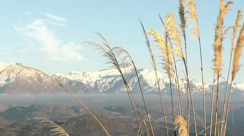 Snow capped mountains, Wanaka Stock Footage 10591561