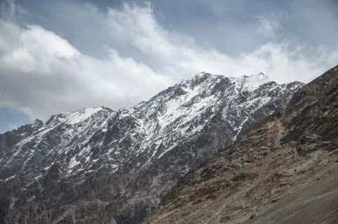 Snow-Capped Peaks over Diskit Valley, Ladakh Stock Photos