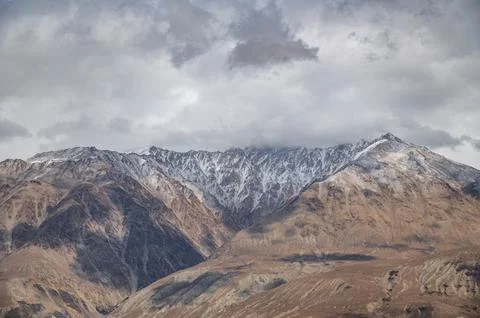 Snow-Capped Peaks over Diskit Valley, Ladakh Stock Photos