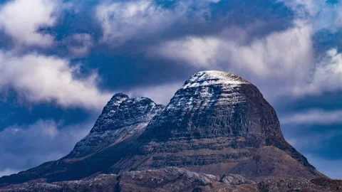A snow capped Suilven Stock Footage 154040667