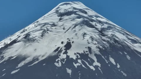 Snow-Capped Volcano Peak with Glacial Volcan Osorno Stock Footage 310613166