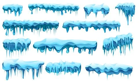 Snow caps and icicles set Stock Illustration